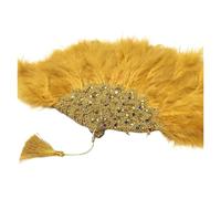 ROEUIPG Ventaglio Da Danza Delle Piume Ventaglio da sposa fatto a mano con piume di tacchino e pietre, decorazione for matrimonio, ventaglio da sposa fatto a mano(Color-12)