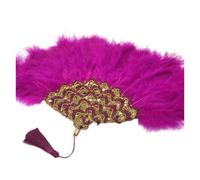 ROEUIPG Ventaglio Da Danza Delle Piume Ventaglio da sposa fatto a mano con piume di tacchino e pietre, decorazione for matrimonio, ventaglio da sposa fatto a mano(Color-17)