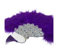 ROEUIPG Ventaglio Da Danza Delle Piume Ventaglio da sposa fatto a mano con piume di tacchino e pietre, decorazione for matrimonio, ventaglio da sposa fatto a mano(Color-21)