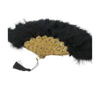ROEUIPG Ventaglio Da Danza Delle Piume Ventaglio da sposa fatto a mano con piume di tacchino e pietre, decorazione for matrimonio, ventaglio da sposa fatto a mano(Color-15)
