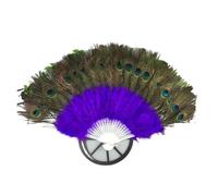 ROEUIPG Ventaglio Da Danza Delle Piume Ventaglio di piume di pavone, accessori for spettacoli di danza, matrimoni, piume, pieghevoli, portatili, decorativi da parete(Purple,Fan bones 25)