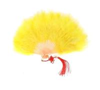 ROEUIPG Ventaglio Da Danza Delle Piume Ventaglio pieghevole con piume, dolce fata, ragazza, stile gotico scuro, da ballo di corte, fatto a mano, arte, artigianato(Yellow)