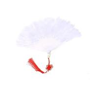 ROEUIPG Ventaglio Da Danza Delle Piume Ventaglio pieghevole con piume, dolce fata, ragazza, stile gotico scuro, da ballo di corte, fatto a mano, arte, artigianato(White)