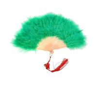 ROEUIPG Ventaglio Da Danza Delle Piume Ventaglio pieghevole con piume, dolce fata, ragazza, stile gotico scuro, da ballo di corte, fatto a mano, arte, artigianato(Green)