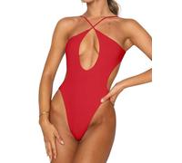 Roevite Costume da bagno intero sexy per le donne Criss Cross Halter Neck Swimwear Cut Out Costume da bagno perizoma 1 pezzo costume da bagno, Rosso, S