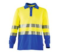 Rofa Multinorm Polo a manica lunga, giallo / blu fiordaliso, taglia unisex M Quantità:1