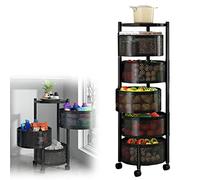 ROFBIHG 3 Ripiani Cestelli Portafrutta Moderno, Carrello Porta Frutta E Verdura, 60x34cm, Bianco, Cestino in Rete Traspirante, Movimento Libero A 360°, per Snack, Pane, Frutta E Verdura