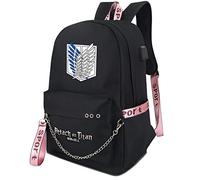 Roffatide Anime Attack on Titan Zaino Logo Survey Corps Borsa libro Borsa scuola laptop con porta di ricarica USB e porta per cuffie