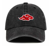 Roffatide Anime Cappellini da Baseball per Naruto Akatsuki Red Cloud Uomo Cappello da Regolabile Ricamato Cappello da papà in Cotone Nero
