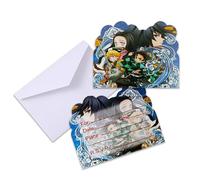 Roffatide Anime Demon Slayer Invitation Cards, 20Packs, Multicolor, 6.5 x 4.8 pollici, Cardstock per forniture per feste di compleanno Riempire gli inviti con buste per ragazze e ragazzi