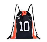 Roffatide Anime Haikyuu Borsa Morbida Zaino Oxford con Coulisse Borsa a Tracolla Zaino Sportivo da Basket Nero Arancione