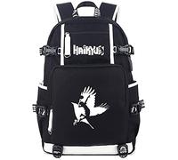 Roffatide Anime Haikyuu Zaino per Laptop Zainetto Luminoso Stampato Zaino con Porta di Ricarica USB e Porta per Cuffie Nero