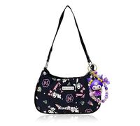 Roffatide Anime Kuromi Cute Borse a tracolla per le donne Amici PU Tote Borsa a mano con chiusura lampo Mini Clutch Borsa a tracolla sottobraccio portafoglio (con ciondolo)