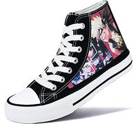 Roffatide Anime My Hero Academia Scarpe da Ginnastica Alte in Tela Stampate Sneaker da Skateboard Stringate Slip-Ons Nero A Unisex 36