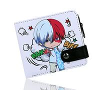 Roffatide Anime My Hero Academia Todoroki Portafogli per Ragazzi Portafoglio corto in Ecopelle Bi-Fold Portafoglio Sottile da Viaggio con tasca portamonete Bianco