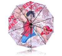 Roffatide Anime One Piece 10 ombrelli RIBS Luffy 37.8'' Ombrello automatico aperto e chiuso Ombrello da viaggio pieghevole Ombrello protezione anti-UV