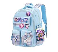 Roffatide K POP 6Pcs zaino nuovo semestre Dem0n film H-Hunters grande capacità arco libro borsa per ragazze donne ideale per la scuola elementare Blu A