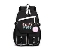 Roffatide Kpop Stray Kids Backpack Studenti Borsa duratura con più tasche Zaino a spalla della scuola superiore media per gli adolescenti Fans Stay Regali Nero C