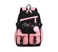 Roffatide Kpop Stray Kids Backpack Studenti Borsa duratura con più tasche Zaino a spalla della scuola superiore media per gli adolescenti Fans Stay Regali Rosa B