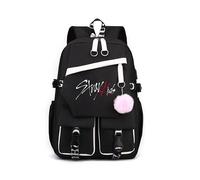 Roffatide Kpop Stray Kids Backpack Studenti Borsa duratura con più tasche Zaino a spalla della scuola superiore media per gli adolescenti Fans Stay Regali Nero B