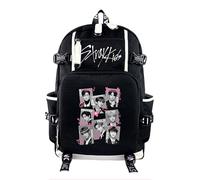 Roffatide KPOP Stray Merch Zaino per ragazze e ragazzi SKZ Zaino scolastico capiente Zainetto casual da 18 litri per Stay Ideale per il ritorno a scuola Nero A
