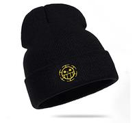 Roffatide One Piece Cappello Beanie Anime Heart Pirates Cappucci con Risvolto Cappello Invernale Lavorato a Maglia Ragazze Berretto Nero Ricamato