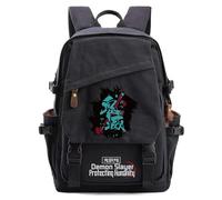 Roffatide Zaino casual con stampa Tanjirou Demon Slayer, Nezuko, per laptop, viaggi, escursionismo, con chiusura con fibbie in plastica, colore nero, Demon Slayer