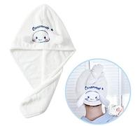 ROFOLO Kawaii - Asciugamano per capelli in microfibra da donna, super assorbente, per capelli lunghi, ad asciugatura rapida, con bottone di graziose fasce per capelli per donne e ragazze, accessori da