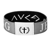 Rofusn Braccialetto con versi biblici da uomo: WWJD, braccialetto elastico per preghiera del Signore con scansione NFC, regali religiosi cristiani quotidiani, 1 pezzo, Standard, Nylon, Nessuna pietra