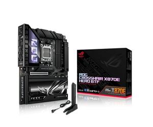 ROG Crosshair X870E Hero BTF AMD ATX Scheda con connettore nascosto e slot GPU ad alta potenza per una gestione pulita dei cavi, alimentazione 18+2+2, DDR5, WiFi 7, 5X M.2, PCIe 5.0, USB4, Advanced AI