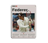Roger Federer - Targa in metallo vintage, decorazione artistica da parete per pub, club, caffetterie, bar, decorazione artistica da parete per casa, retrò, 30 x 40 cm