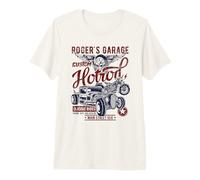 Roger's Garage Hotrod Classic Rides Design Invecchiato Maglietta Premium