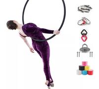 ROGHA Cerchio Aereo Professionale, Kit Telaio Lyra (85 cm/90 cm), 1 Ancoraggio a soffitto, 2 moschettoni con bloccaggio, Rotazione a 360°, per Studio di Danza, Fitness Aereo,85cm-2.5cm