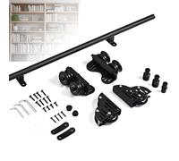 ROGHA Guida Scorrevole Regolabile per Scala in Legno, Kit di ferramenta per Scala da Biblioteca Scorrevole, con sistem a Binario sospeso e rulli a Pavimento, per librerie e archivi 3m