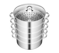 ROGONPDK 30 cm/28 cm/26 cm, 5 ripiani, fornello a vapore a induzione, in acciaio inox, cottura a vapore, pentola a vapore, pentola a vapore, Steamer Pot, con copertura in vetro (28 cm)