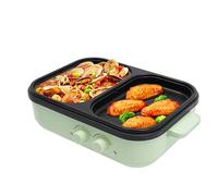 ROGONPDK Padella elettrica 2 in 1 | 1300 W antiaderente Hot Pot e griglia | Pentola multiuso (0,2 L) e una pentola (1 L) | Griglia elettrica per 1-3 persone
