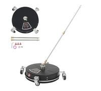 ROGONPDK Pulitore superficiale da 15 pollici con 4 ruote, detergente per superfici in acciaio inox, scopa d'acqua con 2 estensioni, pulitore ad alta pressione, per giardini, terrazze, cortili, ecc