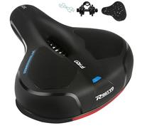 ROGTYO - Sellino per bicicletta in gel Pro 2.0, largo, morbido, confortevole, traspirante, ammortizzante, ergonomico, in memory foam, con impermeabile (Pro 2.0 + Nero)