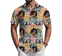 ROHBVMN Camicie hawaiane Personalizzato Camicia Hawaiana Donna Personalizzata Uomo Maniche Corte - con Testo o Foto Aloha Style Stile Estivo, Manica Corta,Perfetta per Vacanze, Mare e Feste