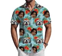 ROHBVMN Camicie hawaiane Personalizzato Camicia Hawaiana Donna Personalizzata Uomo Maniche Corte - con Testo o Foto Aloha Style Stile Estivo, Manica Corta,Perfetta per Vacanze, Mare e Feste