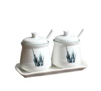 ROHCGHC barattoli di Sapore, Scatola for condimenti for Contenitore for Zucchero in Ceramica con Coperchio e Cucchiaio Barattolo for spezie for condimento Domestico