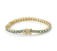 ROHCGHC bracciale con diamanti, Bracciale tennis in moissanite per le donne Colore D VVS1 Chiarezza di diamanti blu S925 in argento sterling, 6,5(Gold,5mm)