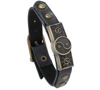 ROHCGHC Bracciale con perline di giada, Bracciale cinese in pelle di vacchetta Taiji for uomo e donna, modelli Yin Yang, coppia pettegolezzi, gioielli a mano(Black)