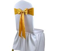 ROHCGHC Cintura della Sedia, Telai for sedie, 25 Pezzi Cravatta Gratuita Fascia for Sedia in Spandex di Raso for Eventi di Nozze Decorazione for Hotel Sedia con Fiocco e Nodo a Nastro(Gold)