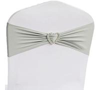 ROHCGHC Cintura della Sedia, Telai for sedie, 50 Pezzi SWwedding Chair Bow Sash Fascia Elastica for Sedia in Spandex con Fibbia a Cuore for la Decorazione di Eventi di Hotel,(Silver Grey)