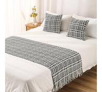 ROHCGHC Copriletti, Runner da Letto Moderni Super King Size, Sciarpa for Hotel for i Piedi del e Sciarpe Comodi Lisci in Maglia Tinta Unita(Black,140x240cm for 180cm Bed)