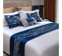 ROHCGHC Copriletti, Sciarpa setosa for Il Letto dell'hotel, Morbido Runner da for Hotel, e Cuscini Coordinati, Protezione for la Biancheria della Camera(Blue,45 * 210cm for 150cm Bed)