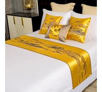 ROHCGHC Copriletti, Sciarpa setosa for Il Letto dell'hotel, Morbido Runner da for Hotel, e Cuscini Coordinati, Protezione for la Biancheria della Camera(Gold,45 * 210cm for 150cm Bed)