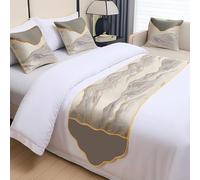 ROHCGHC Copriletti, Set Runner da Letto, for Queen Size, Sciarpa Decorativa Verde, Sciarpe E Cuscini Coordinati for Le Case di Hotel(Gray1,50 * 160cm for 100cm Bed)