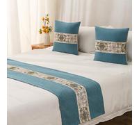 ROHCGHC Copriletti, Tappeto Runner da Letto for King Size, Sciarpa Moderna for Hotel con Ricamo for Runner e Sciarpe Comfort Liscio Tinta Unita(Light Blue,48 * 240cm for 180cm Bed)